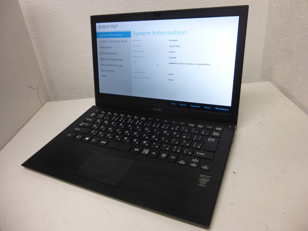 1240☆SONY VAIO Pro 13 mk2 VJP132C11N Core i5 SSD⁄無 メモリ⁄8GB