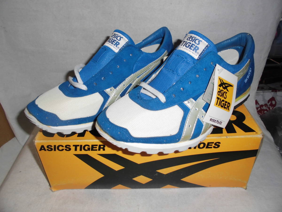 01 デッドストック 80s asics TIGER/アシックスタイガー TMM316 sortie/ソーティ ランニングシューズ 25.5cm ブルー×シルバー 未使用 軽量