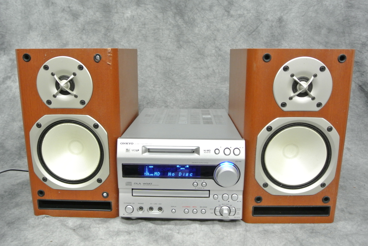 ONKYO CD/MDチューナーアンプ FR-N7X スピーカー D-N7X ONKYO FR-N7X CD/MDチューナーアンプ/D-N7Xスピーカーセット☆中古