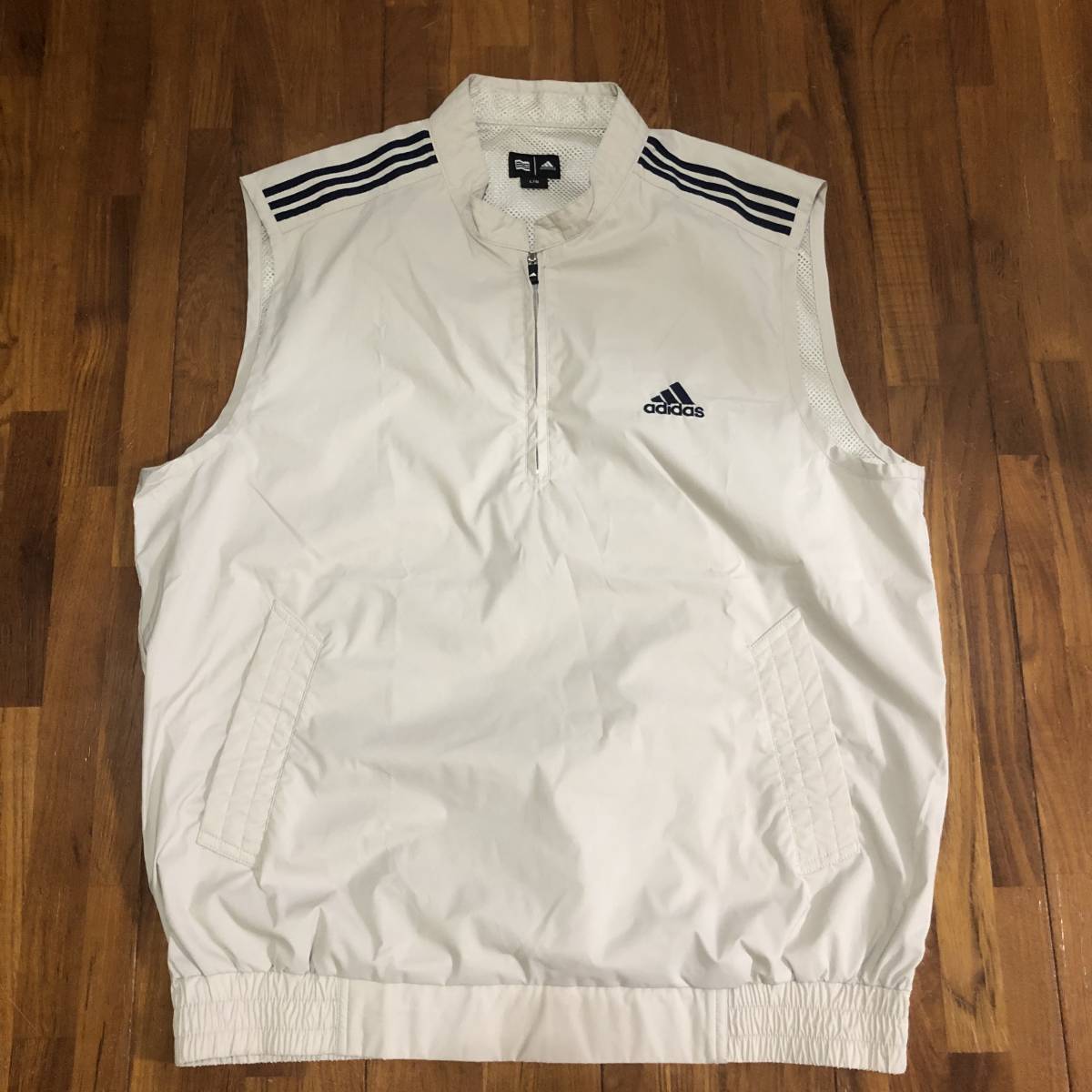 【adidas】　アディダス　ゴルフ　ゴルフウェア　ナイロン　ベスト　ハーフジップ　メンズ　Lサイズ　中古美品！　迅速発送！