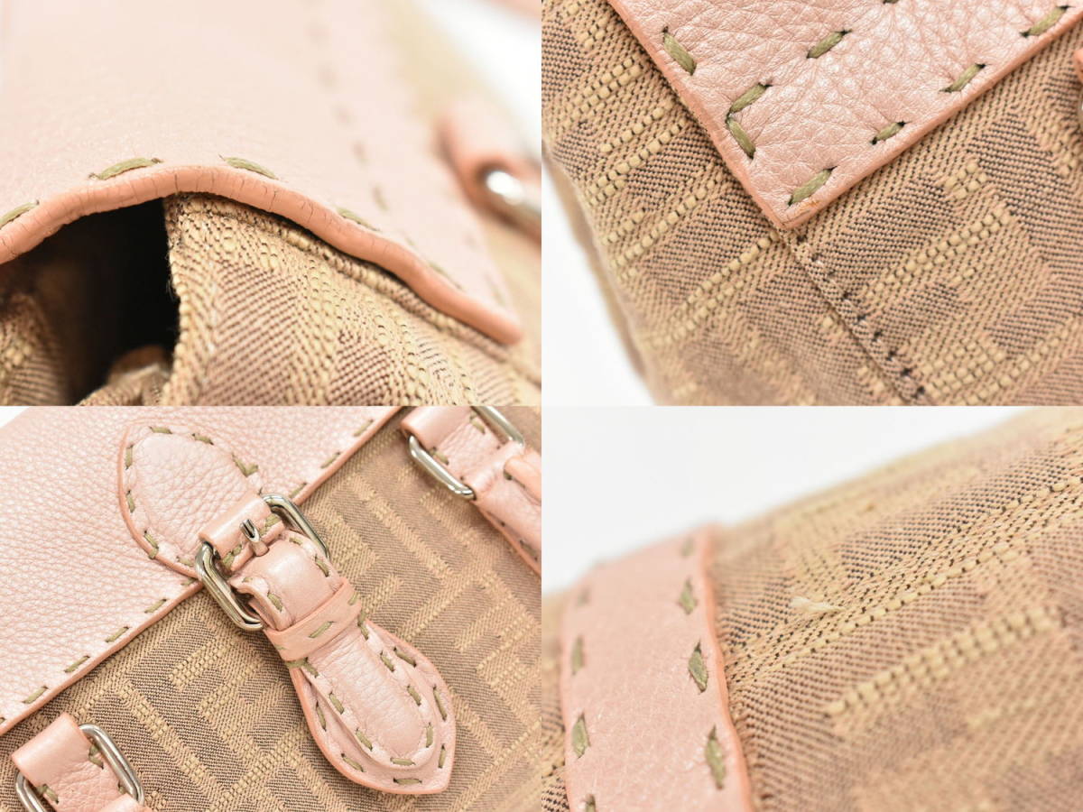 本物 フェンディ FENDI セレリア ハンドバッグ キャンバス ピンク 