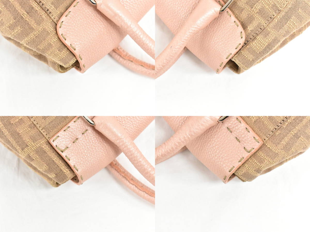 本物 フェンディ FENDI セレリア ハンドバッグ キャンバス ピンク 