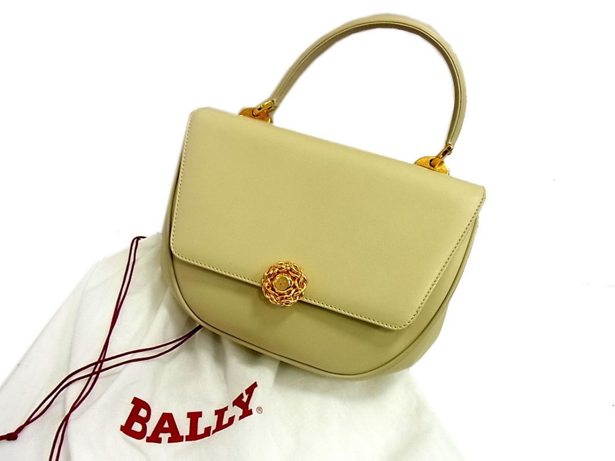 BALLY 1円～バリー レザーハンドバッグ ブラウン×ゴールド ⑤ バリー 