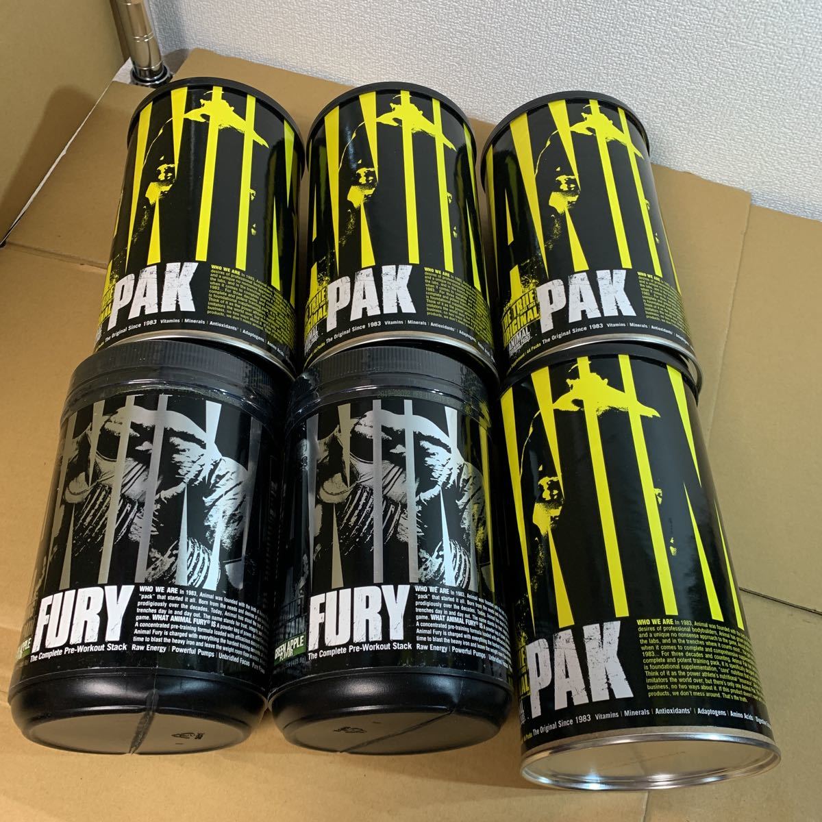 格安，定番 Universal Nutrition 6本 セット ANIMAL PAK 44 Packs &times; 4本 & FURY 495.9g &times; 2本 ユニバーサル サプリメント(健康食品)｜売買されたオークション情報、yahooの商品情報をアーカイブ公開 - オークフ その他