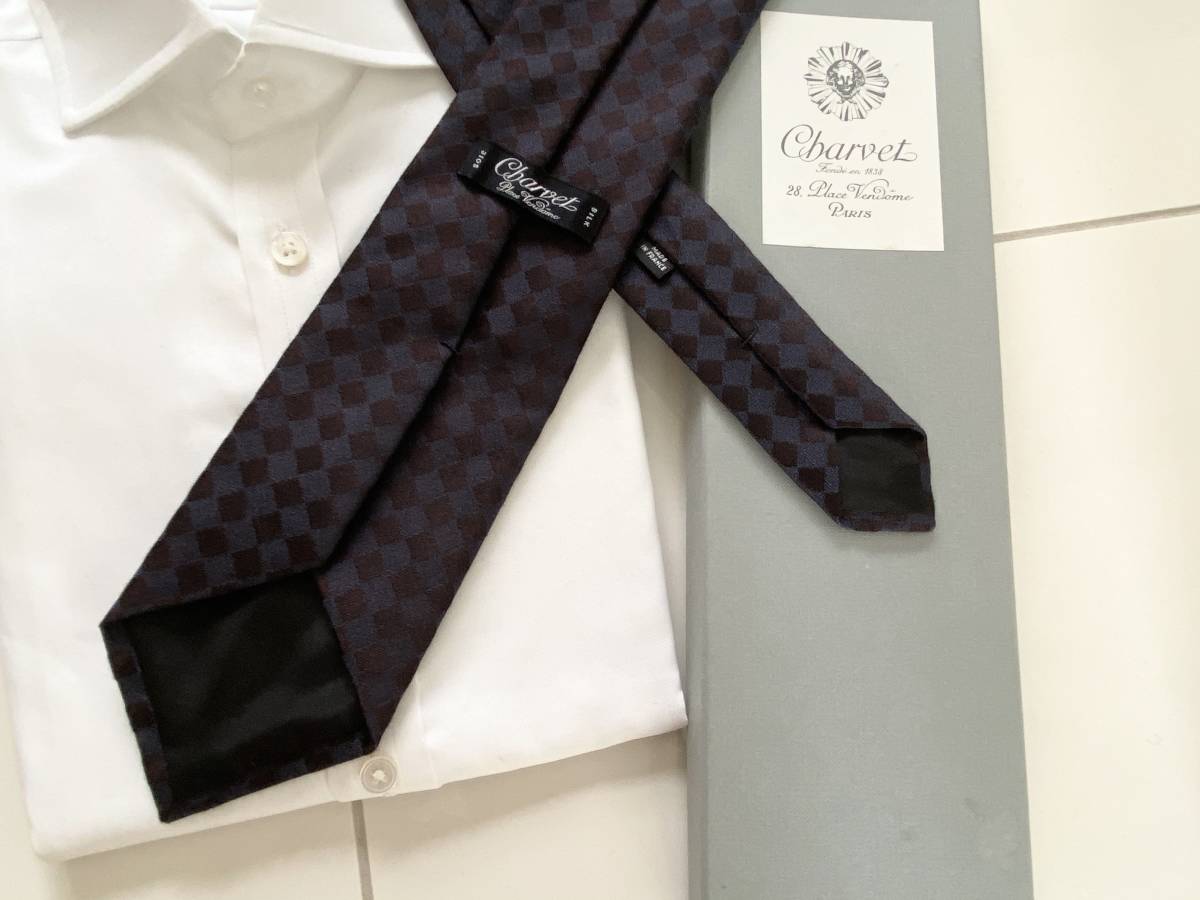 □ 新品 Charvet シャルベ 定価3万5，200円 永久定番 ダークネイビー