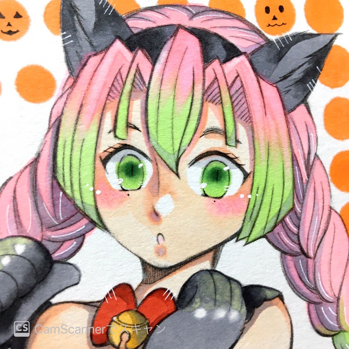 手描きイラスト 甘露寺蜜璃 黒猫 ハロウィン(手描きイラスト)｜売買 