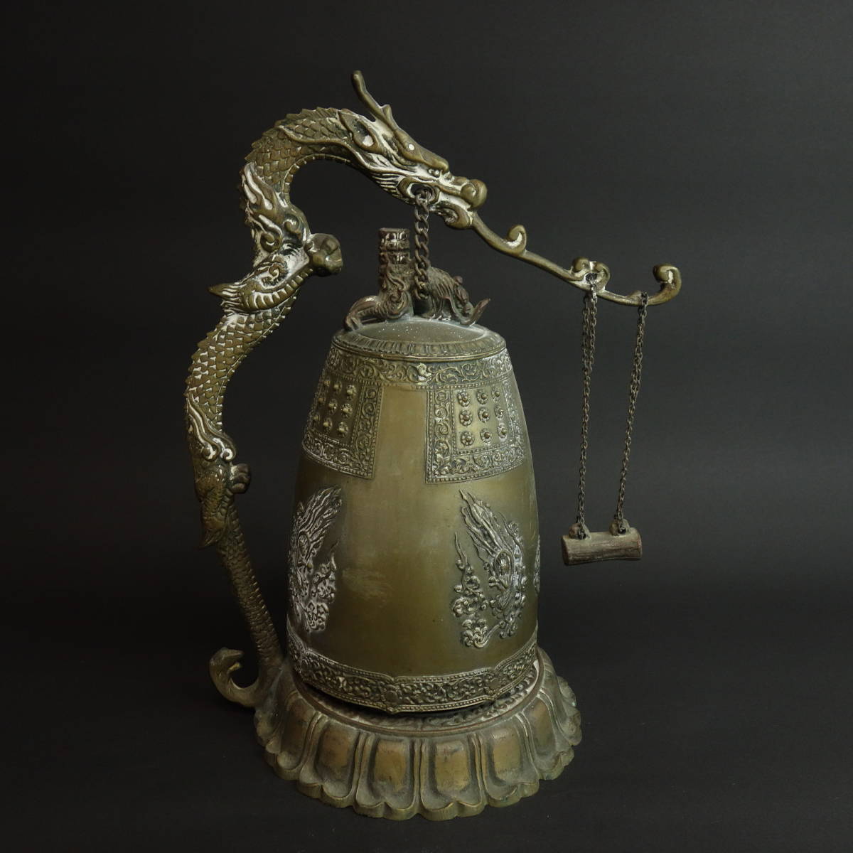 大得価，100%新品】 金属工芸 龍 喚鐘 高さ30.5cm 重さ2.7