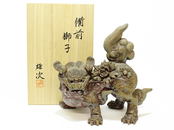  吉延雄次 備前獅子置物 初窯 インテリア 箱付き(和風)｜売買されたオークション情報、yahooの商品情報をアーカイブ公開 - オークファン 和風