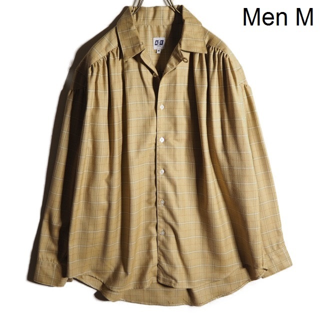 B4233P　▼AIE エーアイイー × ビューティ&ユース▼ W-S CPT SHIRT シルクウール ギャザーシャツ ベージュ ネペンテス 秋～春 rb mks