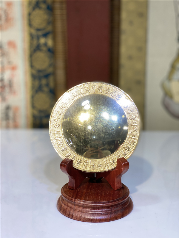 極美品☆準提鏡 純銅 密宗法器 密教 法具 準提佛母宝鏡 住まい