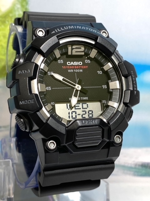1円 新品 Casio カシオ チプカシ 腕時計 アナデジ クオーツ 10気圧防水 ラバーベルト ブラック シルバー