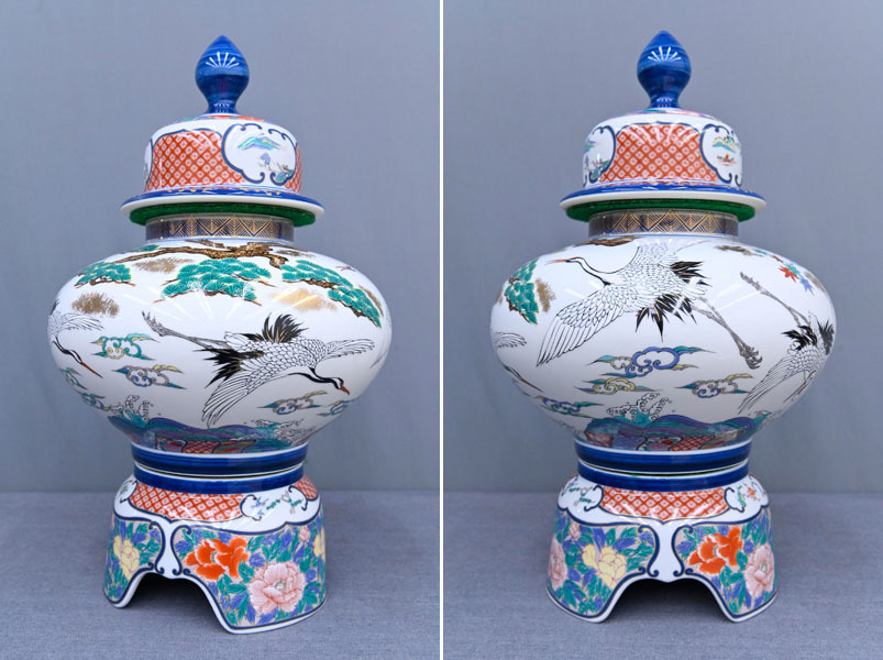 有田焼 作 飾壺 」 舞右衛門 BK061 沈香壺 高114cm 沈香壷 古伊万里 「