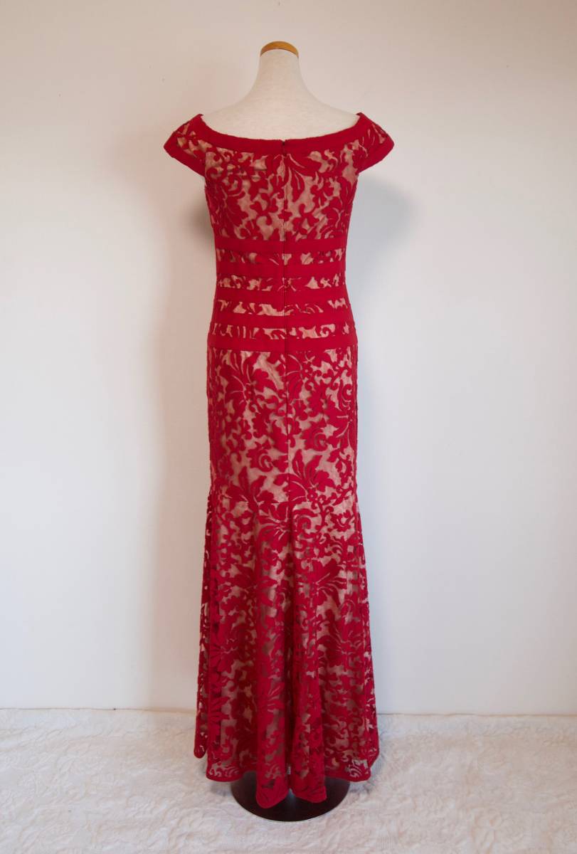 TADASHI SHOJI　ロングフォーマルドレス　「４ 」/ ９号程度 TADASHI SHOJI タダシショージ RED & BEIGE ロングフォーマルドレス