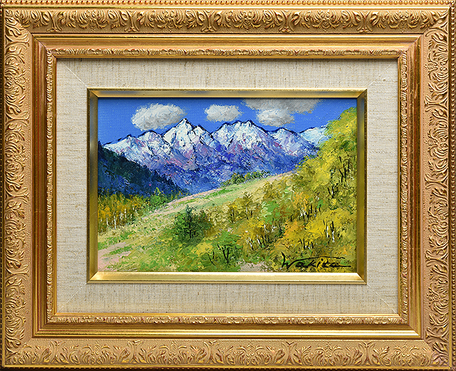100%新品，正規品 【 脇田 洋 「栂池高原」 油彩 SM 額装 】 油絵 風景画