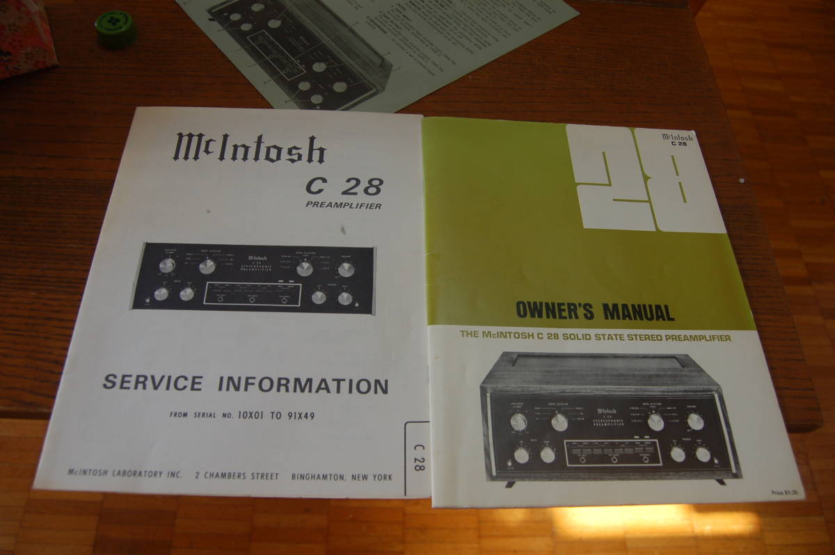 McIntosh マッキントッシュ C28 プリアンプ 取扱説明書、図面あり
