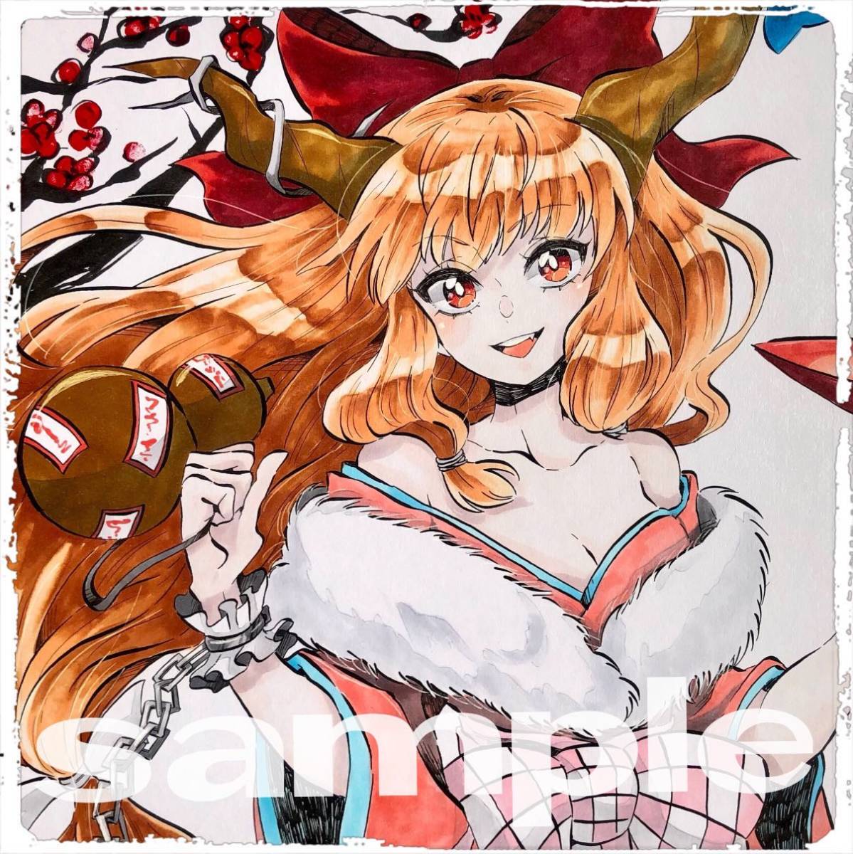 同人 手描きイラスト 東方project 伊吹萃香 手描きイラスト 売買されたオークション情報 Yahooの商品情報をアーカイブ公開 オークファン Aucfan Com