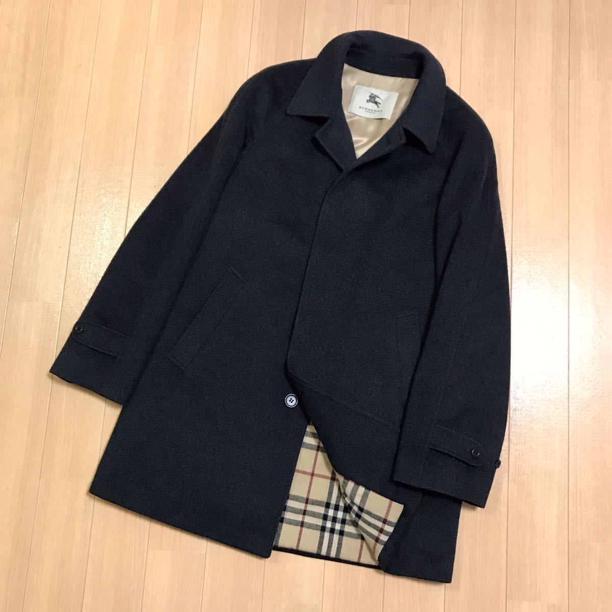BURBERRY LONDON 裏地ノバチェック柄 ウール ステンカラー コート