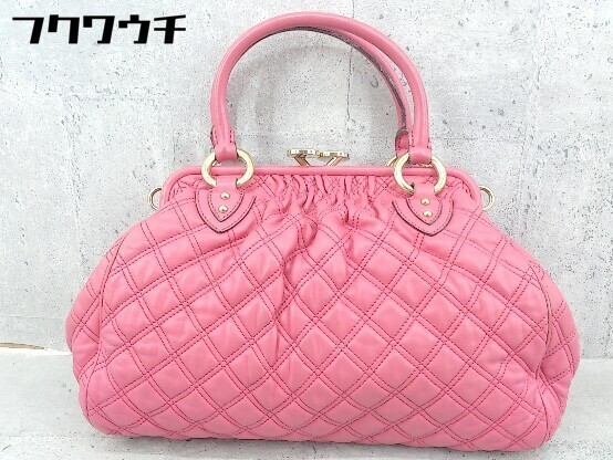 ■ ◎ MARC JACOBS イタリア製 2WAY レザー チェーン キルティング ショルダー ハンド バッグ ピンク レディース