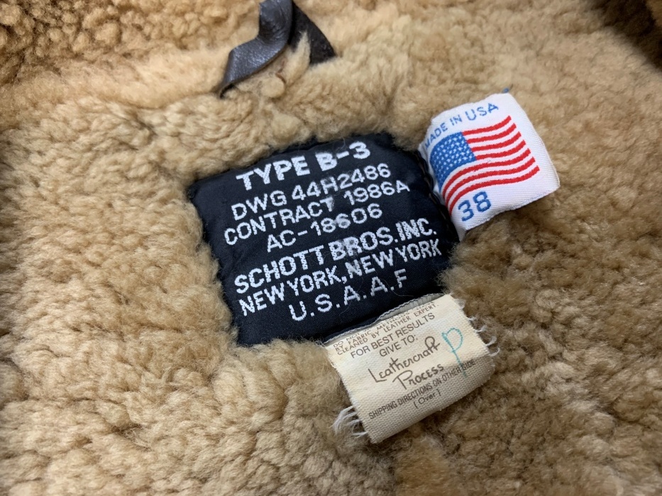 B-3 ショット Schott USA製 SCHOTT ムートンフライトジャケット