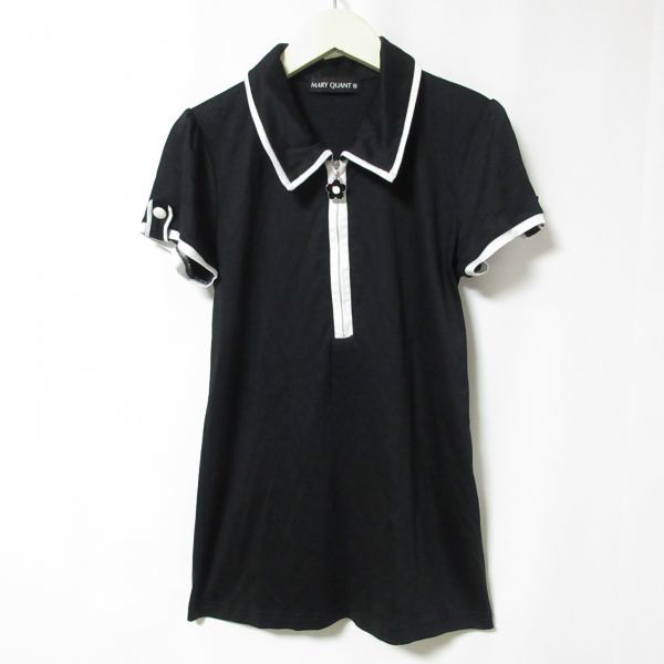 美品 MARY QUANT マリークヮント 半袖 ハーフジップアップ バイカラー