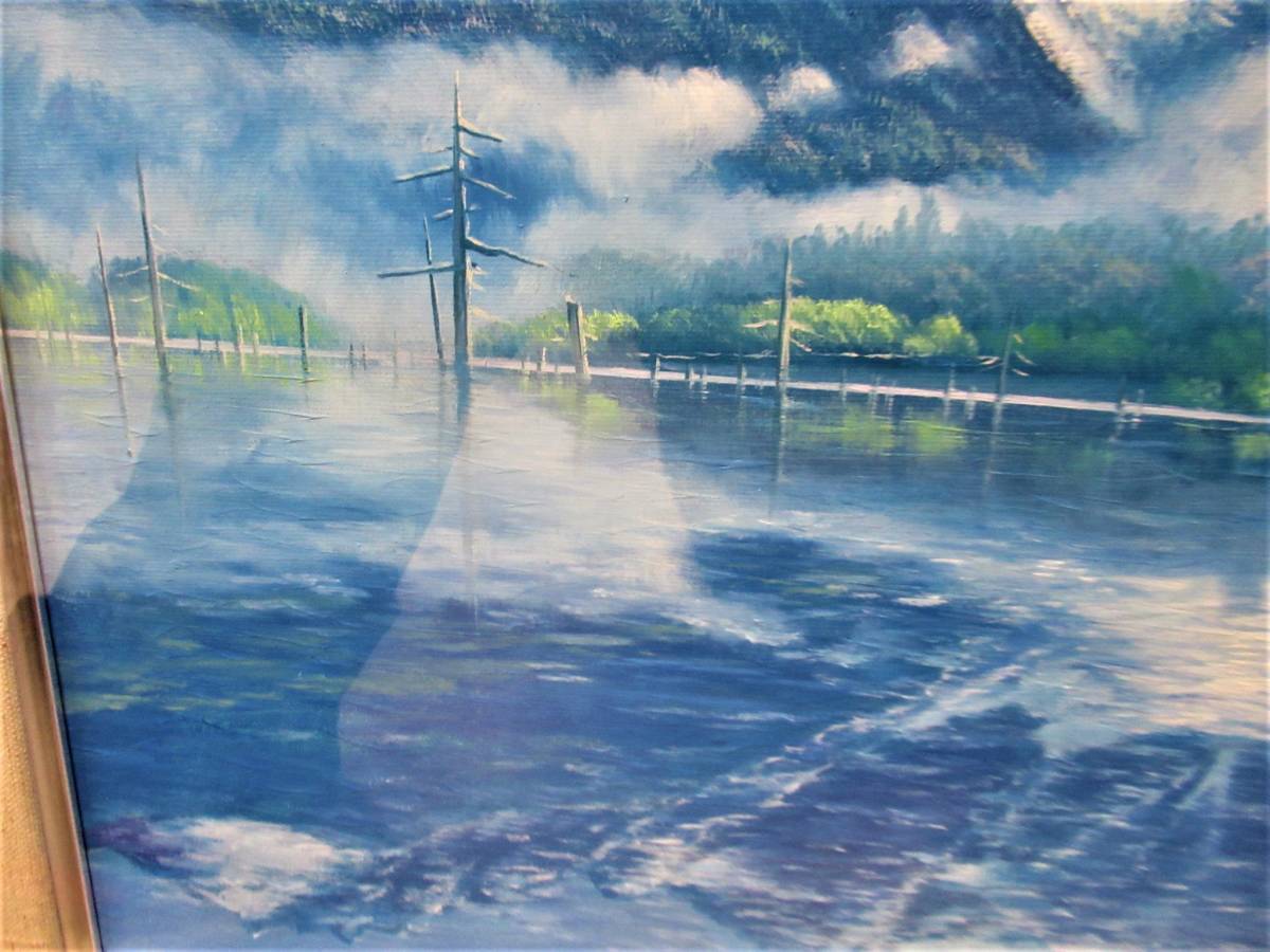 坪井志朗 Ⅰ」中古 油彩画 額付き 風景画 日本画 作「大正池 絵画 -