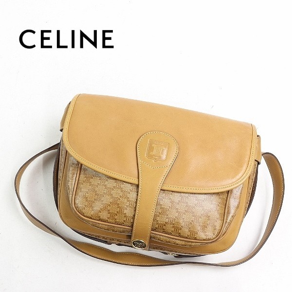最安値，低価 ヴィンテージ◇CELINE/セリーヌ PVC×レザー マカダム柄 