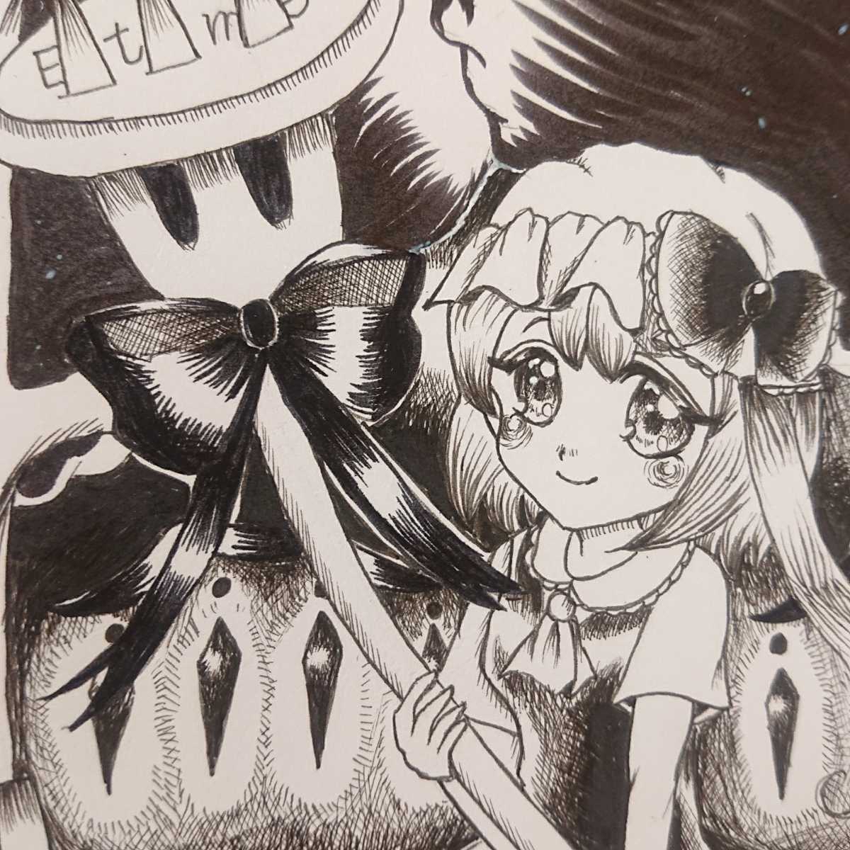自作 手描き イラスト A5 フランドール ペン画 モノクロ 白黒 不思議の国のアリス風 東方プロジェクト 手描きイラスト 売買されたオークション情報 Yahooの商品情報をアーカイブ公開 オークファン Aucfan Com