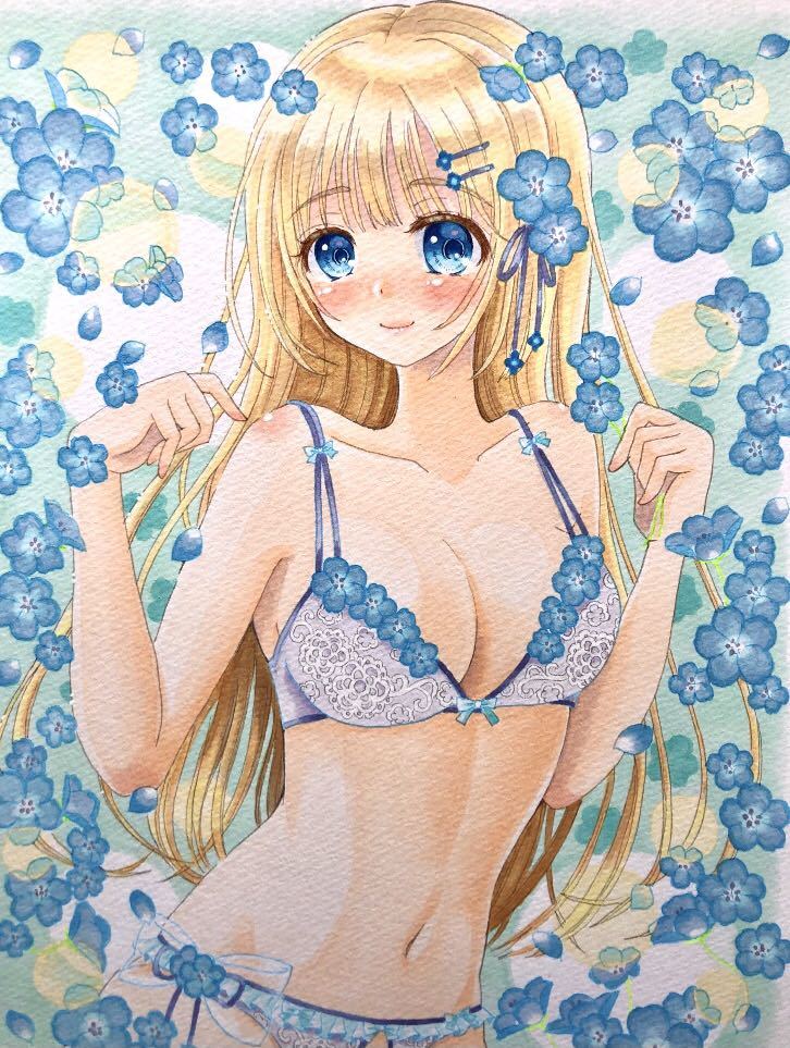 手描きイラスト ネモフィラブラの女の子 コピック アナログ B5 創作 同人 オリジナル 手描きイラスト 売買されたオークション情報 Yahooの商品情報をアーカイブ公開 オークファン Aucfan Com