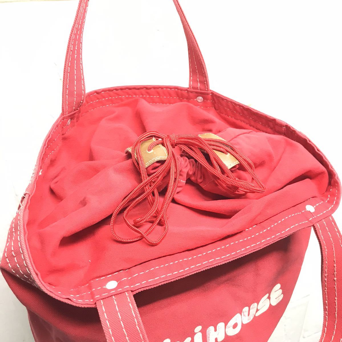 ○ミキハウス トートバッグ レッド mikiHOUSE キャンバス 日本製 赤 