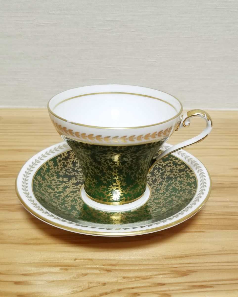 貴重！オールドエインズレイ モスグリーンX金彩 C/S【ヴィンテージ