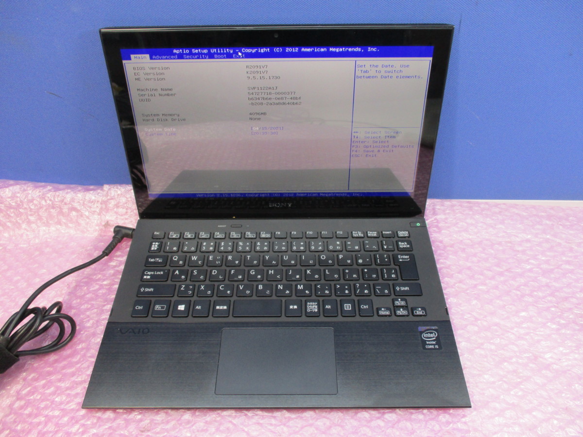 NT: SONY SVP112A2CN ☆Core i5 /4GB / 無線ノート タッチパネル 中古