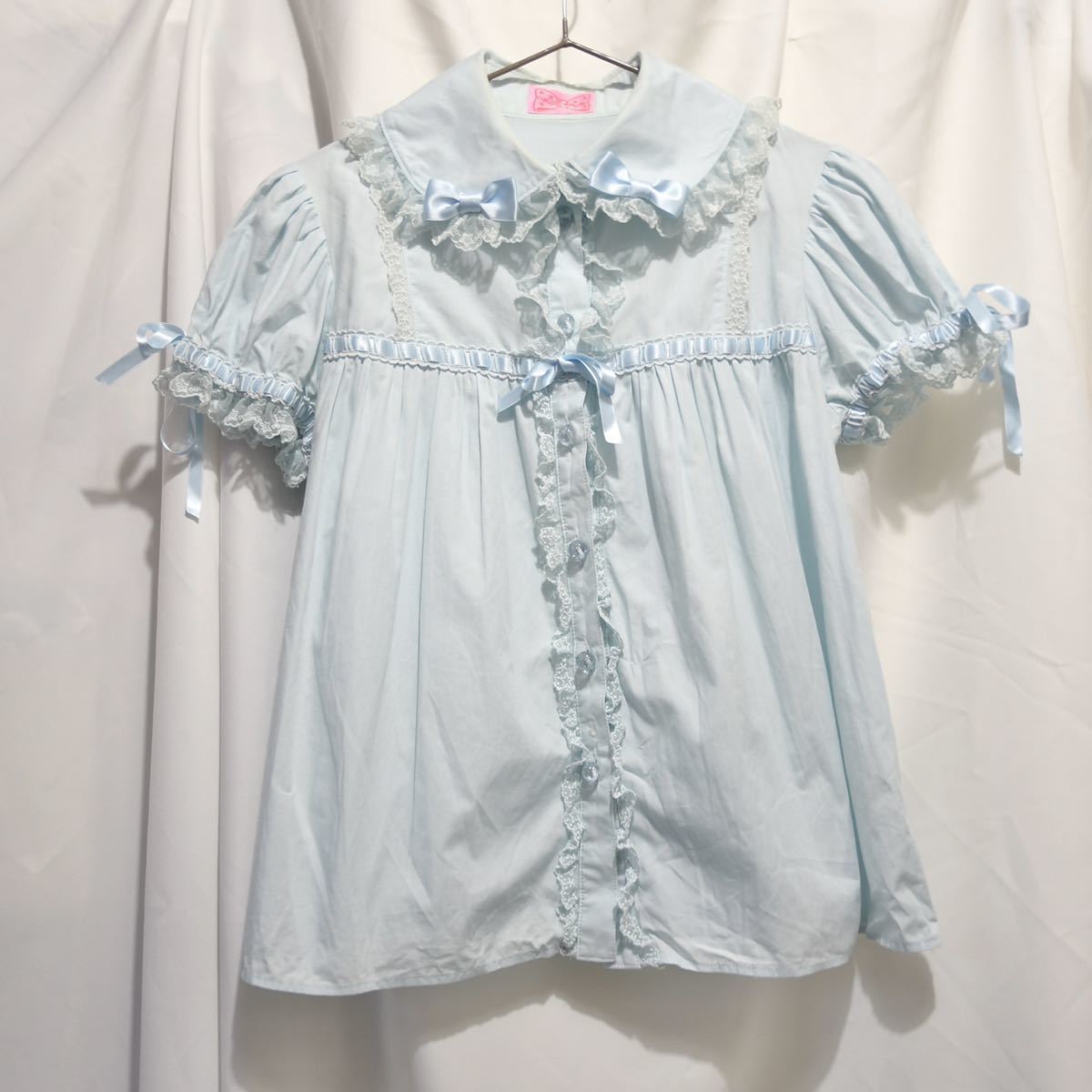 Angelic Pretty フリルブラウス 半袖 サックス ロリータ(トップス 