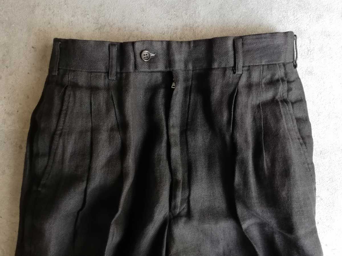 初期 COMME des GARCONS HOMME リネン ツータック ワイドパンツ M 黒