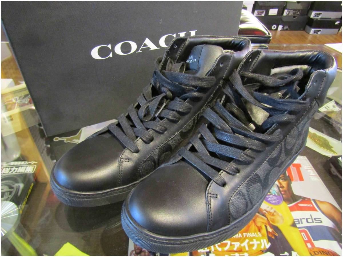 COACH/コーチ/ハイカットスニーカー/US9/27㎝ ブラック レザー FG1950