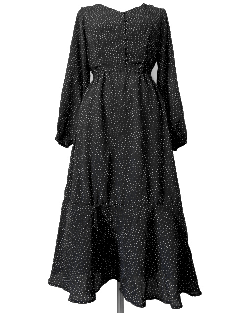 古着 レトロ調 黒ドット柄フレアーロングワンピ ワンピース70s60s70年代60年代80年代90年代シンプルクラシカルアンティーク調長袖昭和 Mサイズ 売買されたオークション情報 Yahooの商品情報をアーカイブ公開 オークファン Aucfan Com