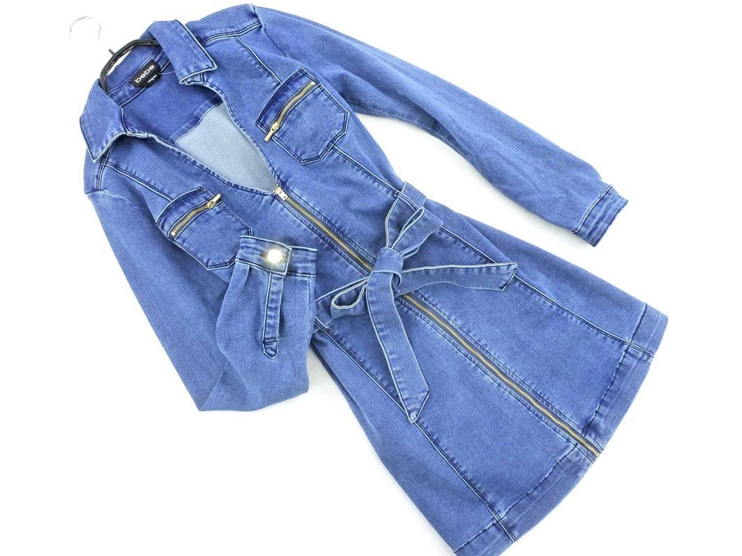 Bebe ベベ デニム フロントジップ ワンピース Sizes 紺 c2 ベベ 売買されたオークション情報 Yahooの商品情報をアーカイブ公開 オークファン Aucfan Com