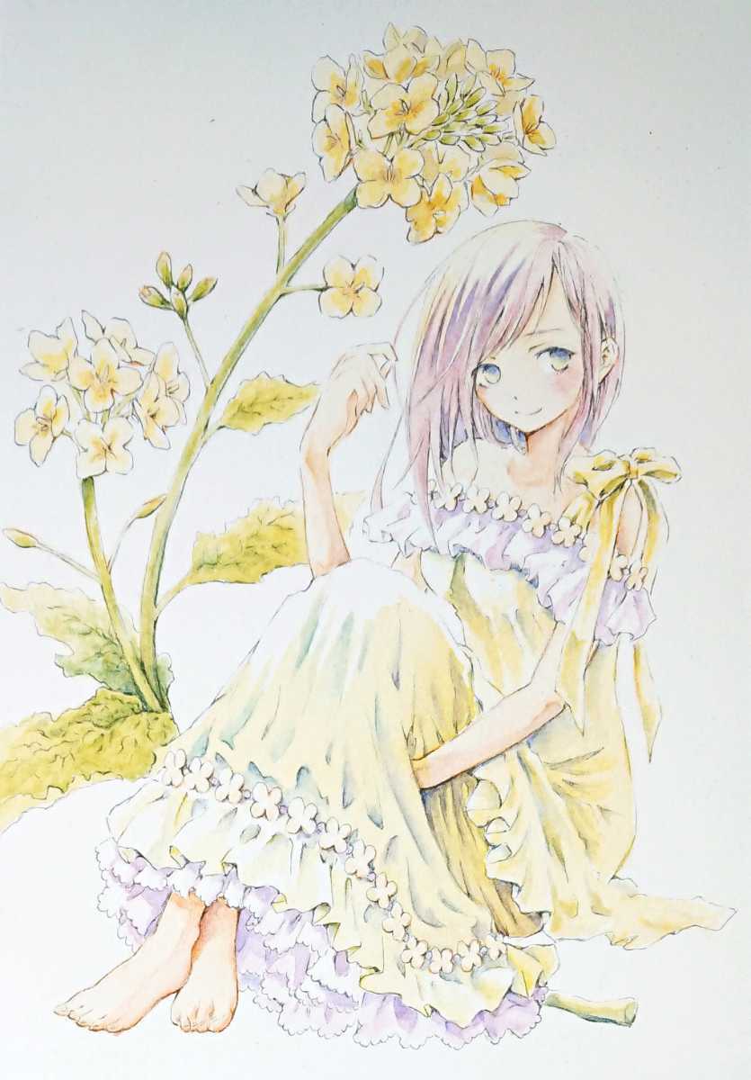 オリジナル手描きイラスト 菜の花と女の子 Smサイズ 227x158 手描きイラスト 売買されたオークション情報 Yahooの商品情報をアーカイブ公開 オークファン Aucfan Com