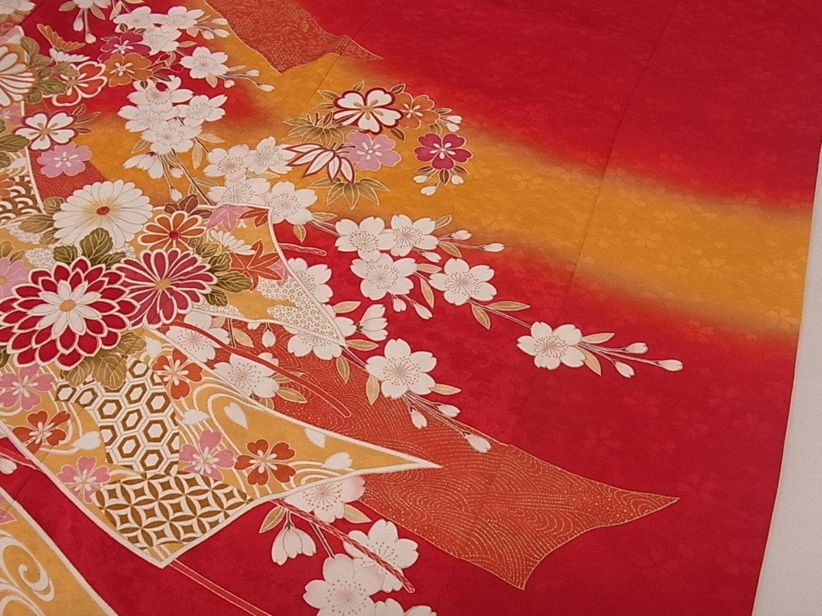 駒刺繍 金彩 正絹 逸品 暈し染め 平和屋着物□豪華振袖 平和屋