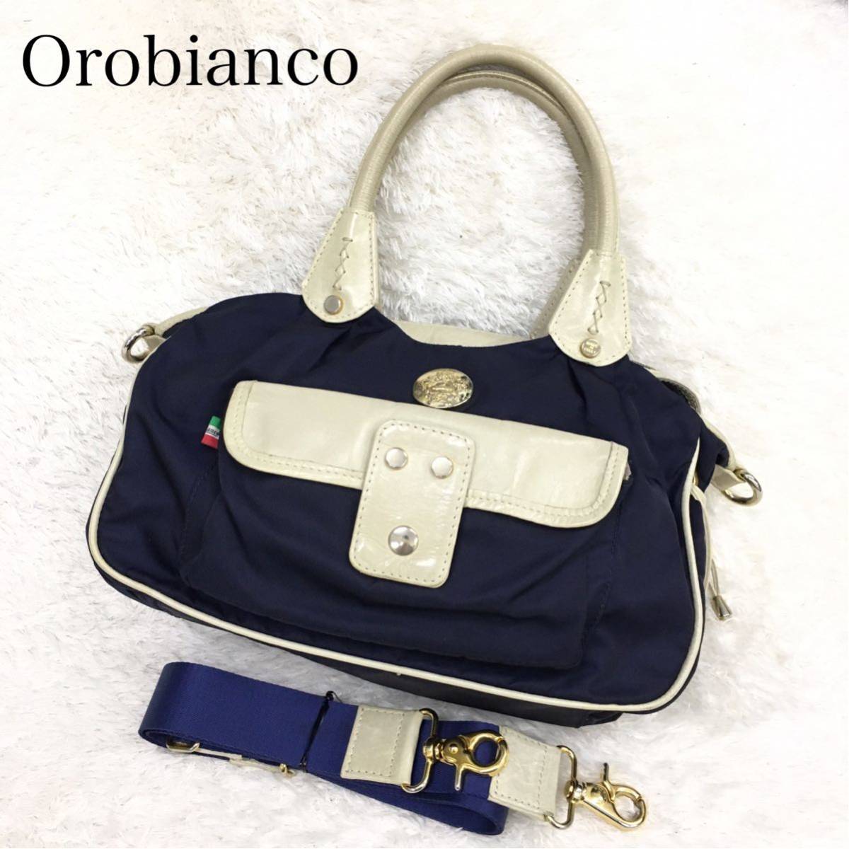 Orobianco オロビアンコ 2WAYショルダーバッグ レザー×ナイロン 内側総 