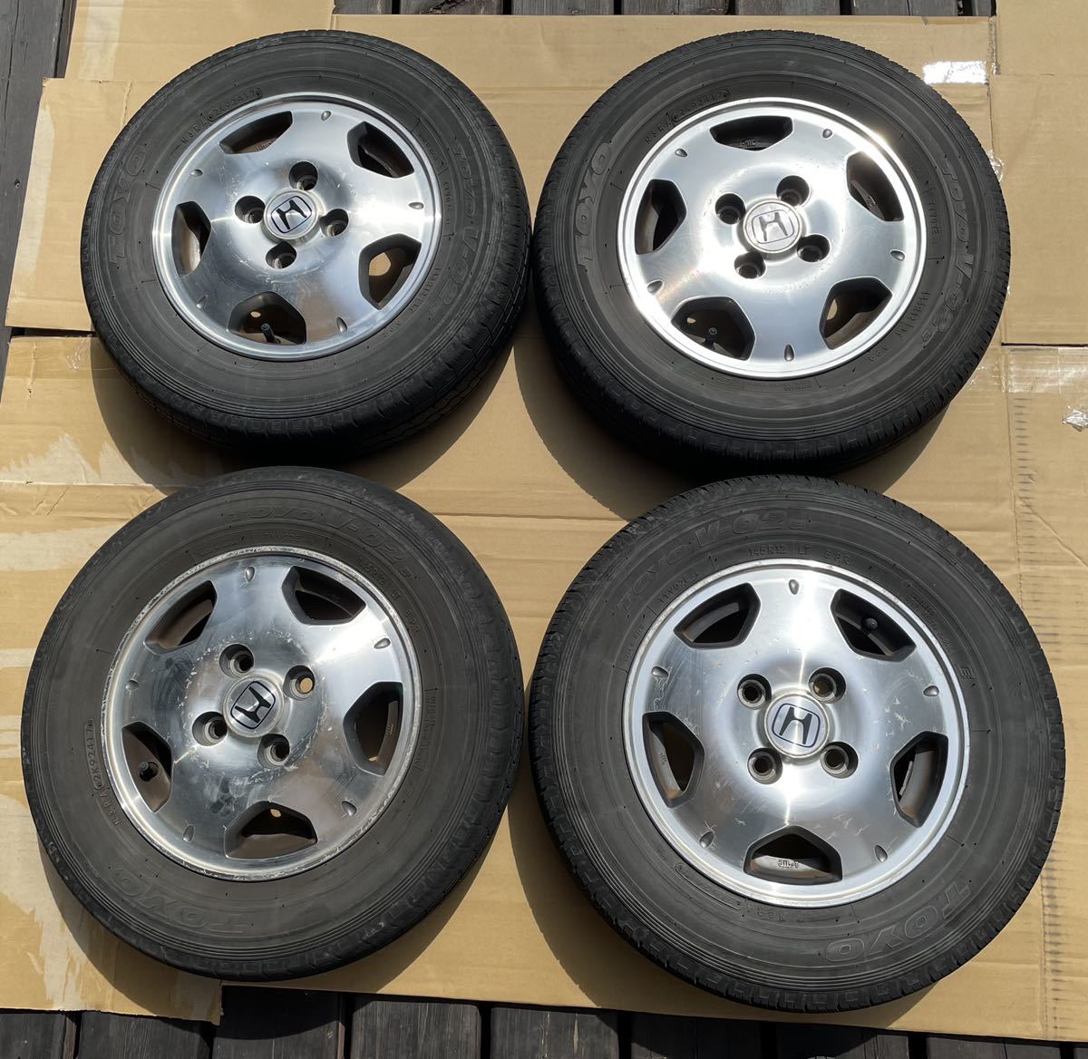 バモス 純正ホイール タイヤ 145/R12 6PR 4本セット 4穴 自動車
