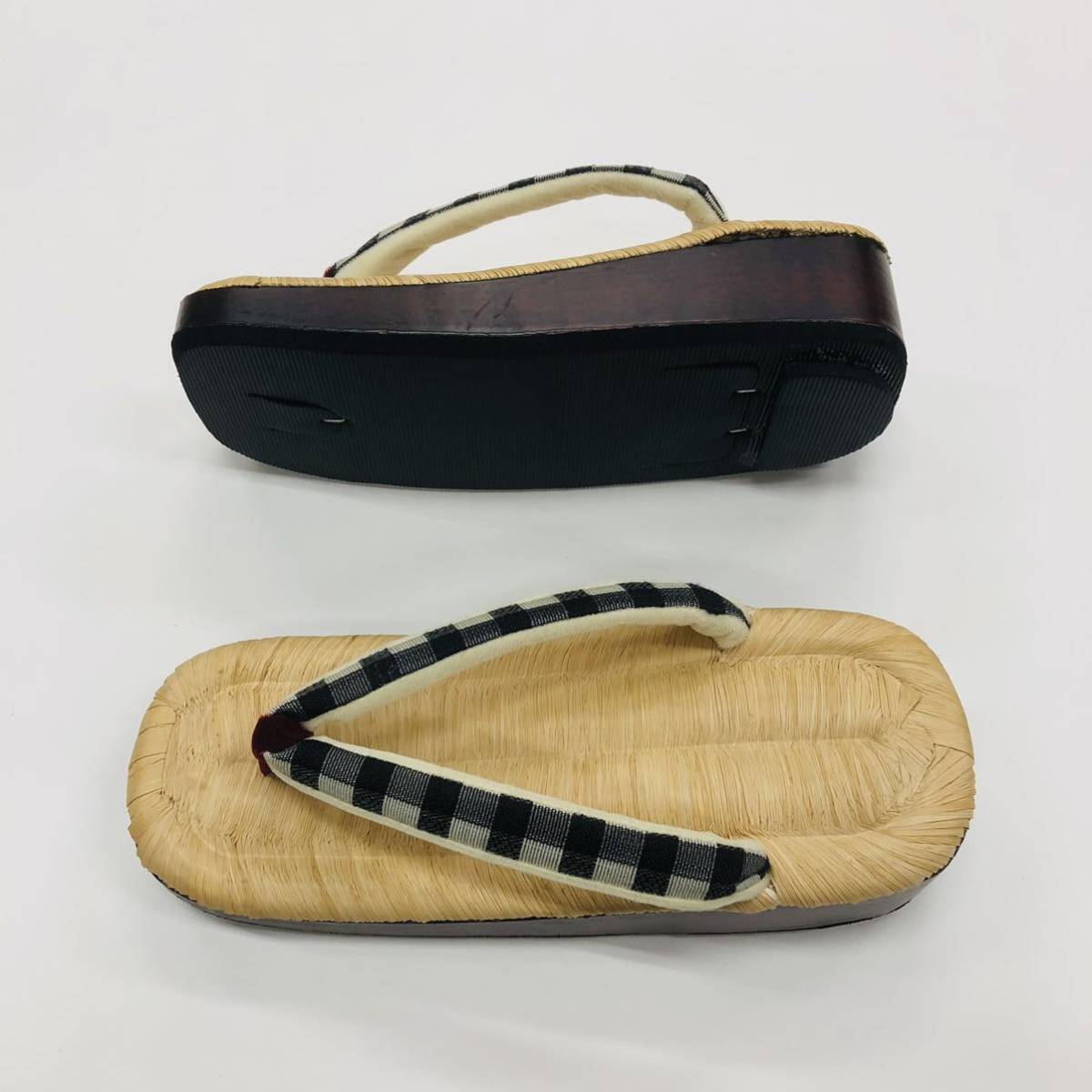 下駄 畳表 女性用 （Hm9】畳表 草履 こげ茶 女性用 保管品 （畳表（茶 