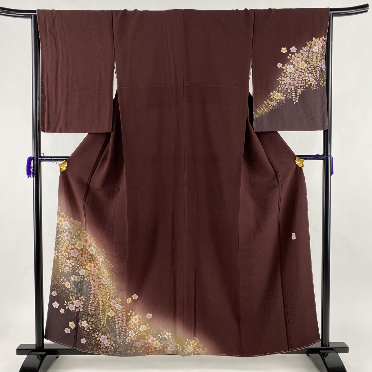 着物 ゑり善 刺繍 桔梗 抽象花 絞り 籠目地紋 104a d 付け下げ 日本製 