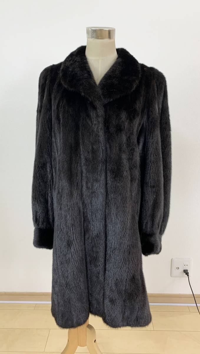 品質 程度上】ブラックミンク セミロングコート 91㎝ SAGAMINK 品質 