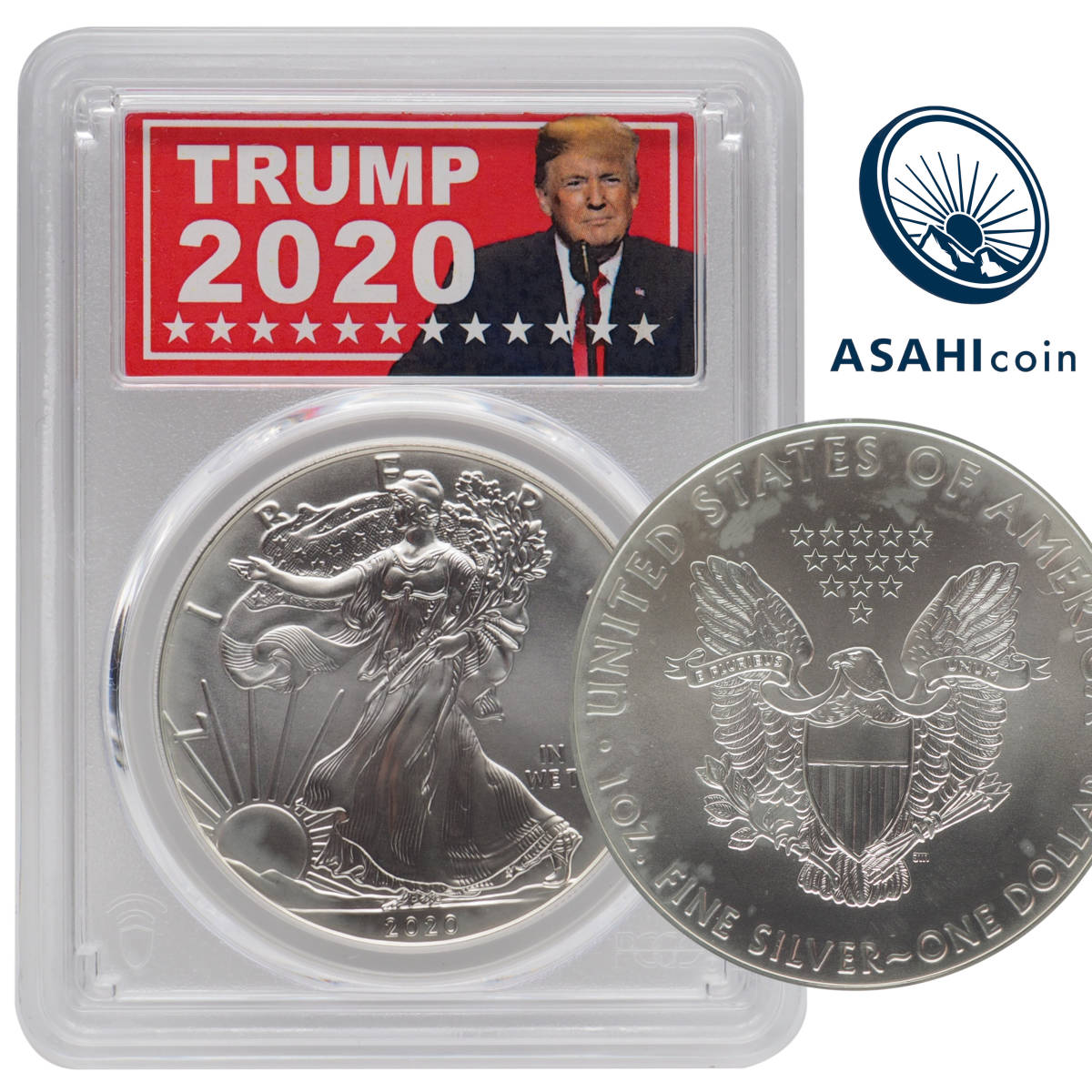アメリカ2020年 イーグル1ドル銀貨 トランプラベル NGC：MS70