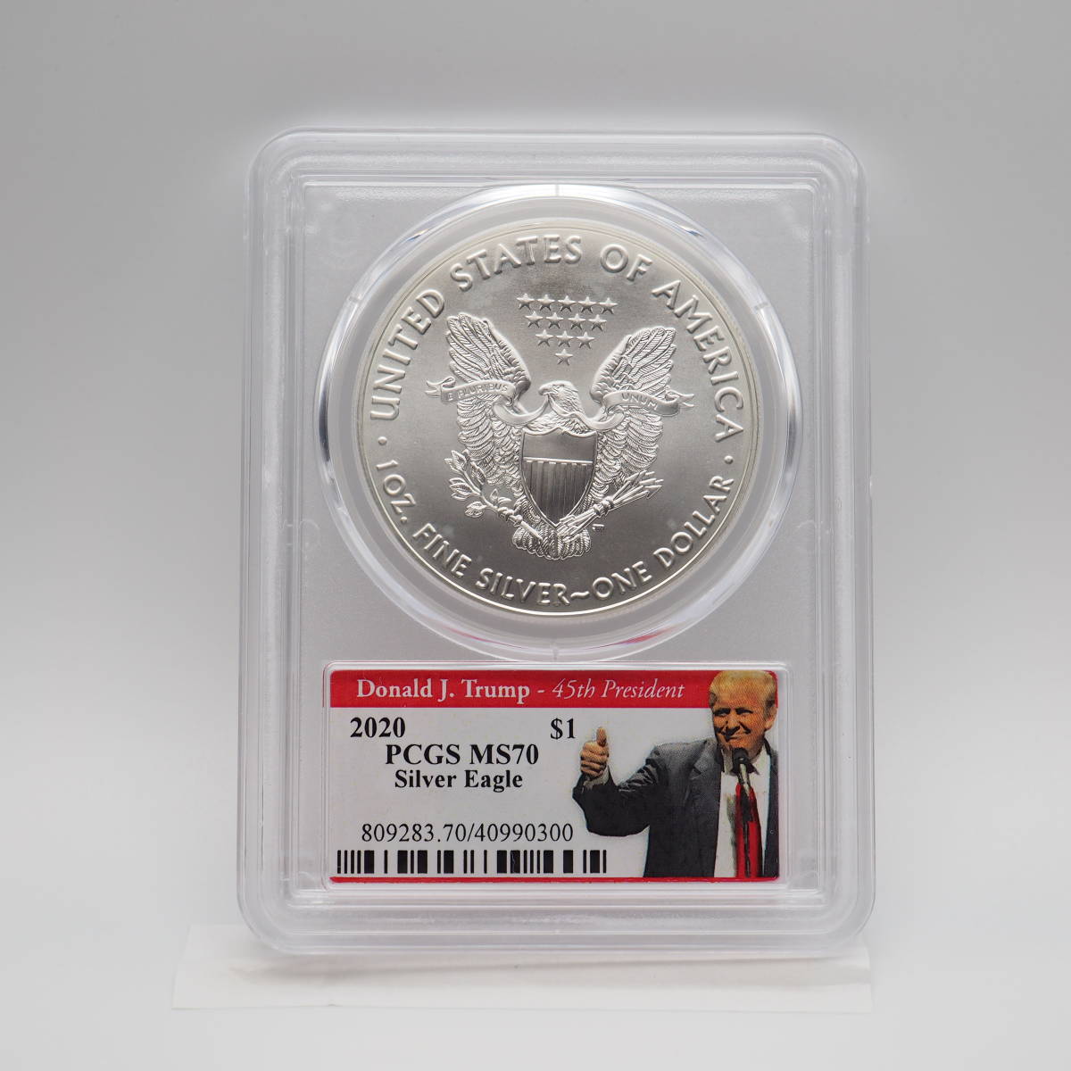 アメリカ2020年 イーグル1ドル銀貨 トランプラベル NGC：MS70