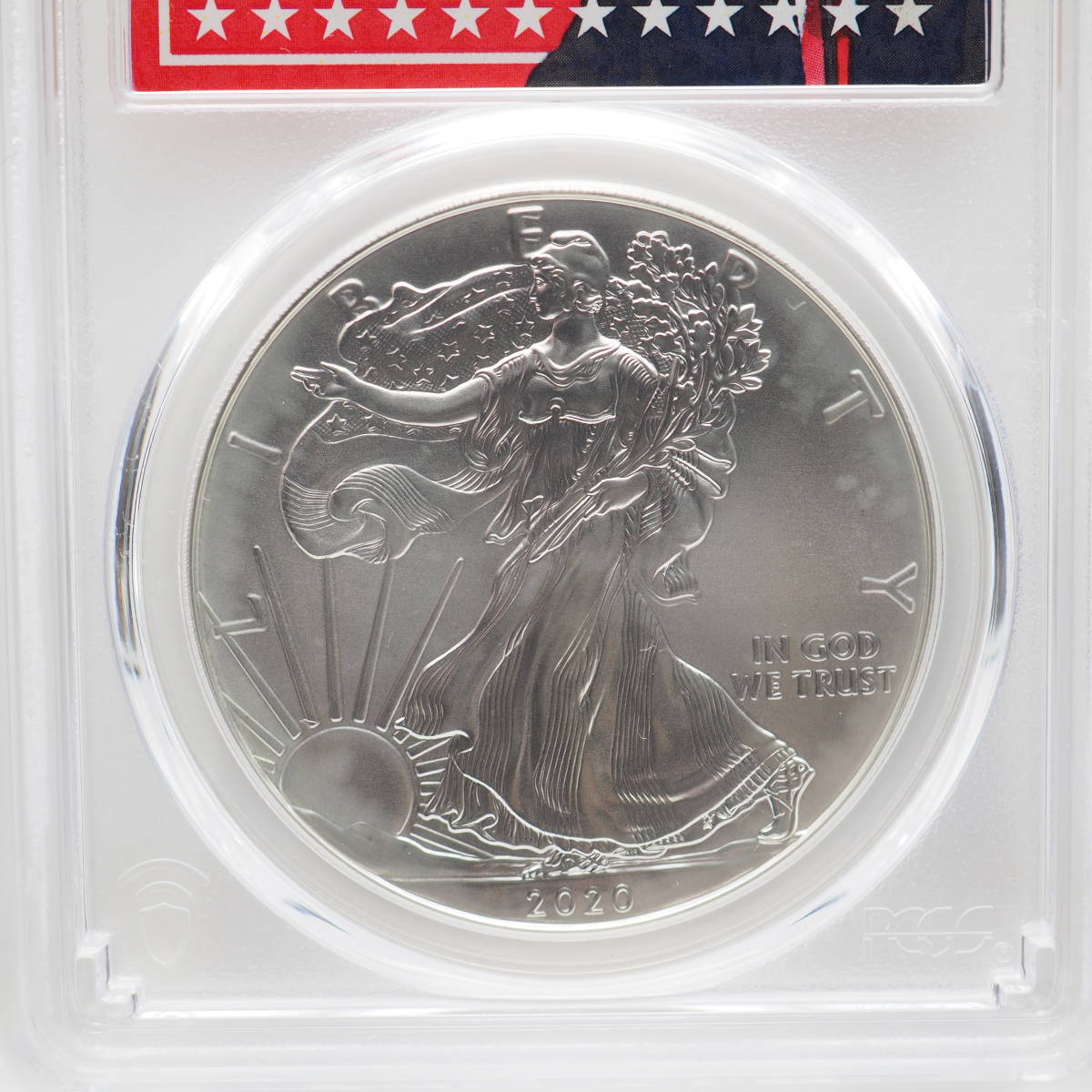 アメリカ2020年 イーグル1ドル銀貨　トランプラベル　　NGC：MS70 アメリカ2020年 イーグル1ドル銀貨 トランプラベル NGC：MS70