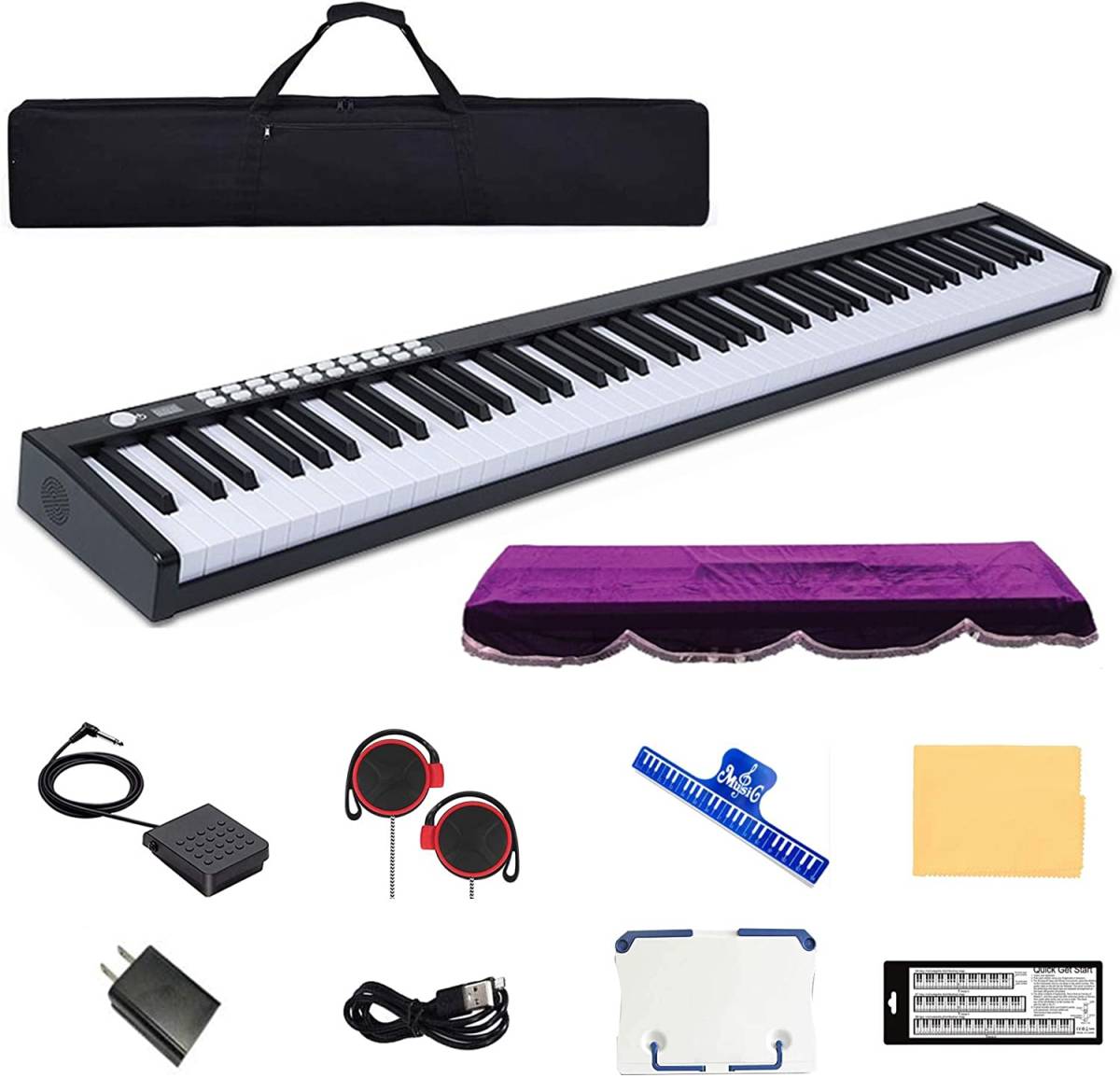新品] トモイ TOMOI 電子ピアノ 88鍵盤 ペダル 卓上譜面台 イヤホン