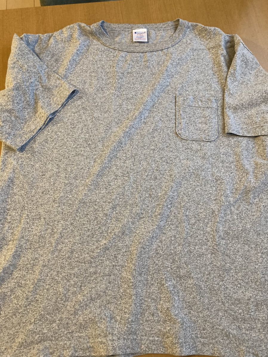USA製 champion T1011 グレー ポケ付半袖Tシャツ XLsize ビック 