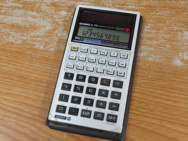 ☆CASIO カシオ fx-991 関数電卓 計算機 2進数 16進数 レトロ 時代物 ソーラー 動作〇 ケース付 e3339