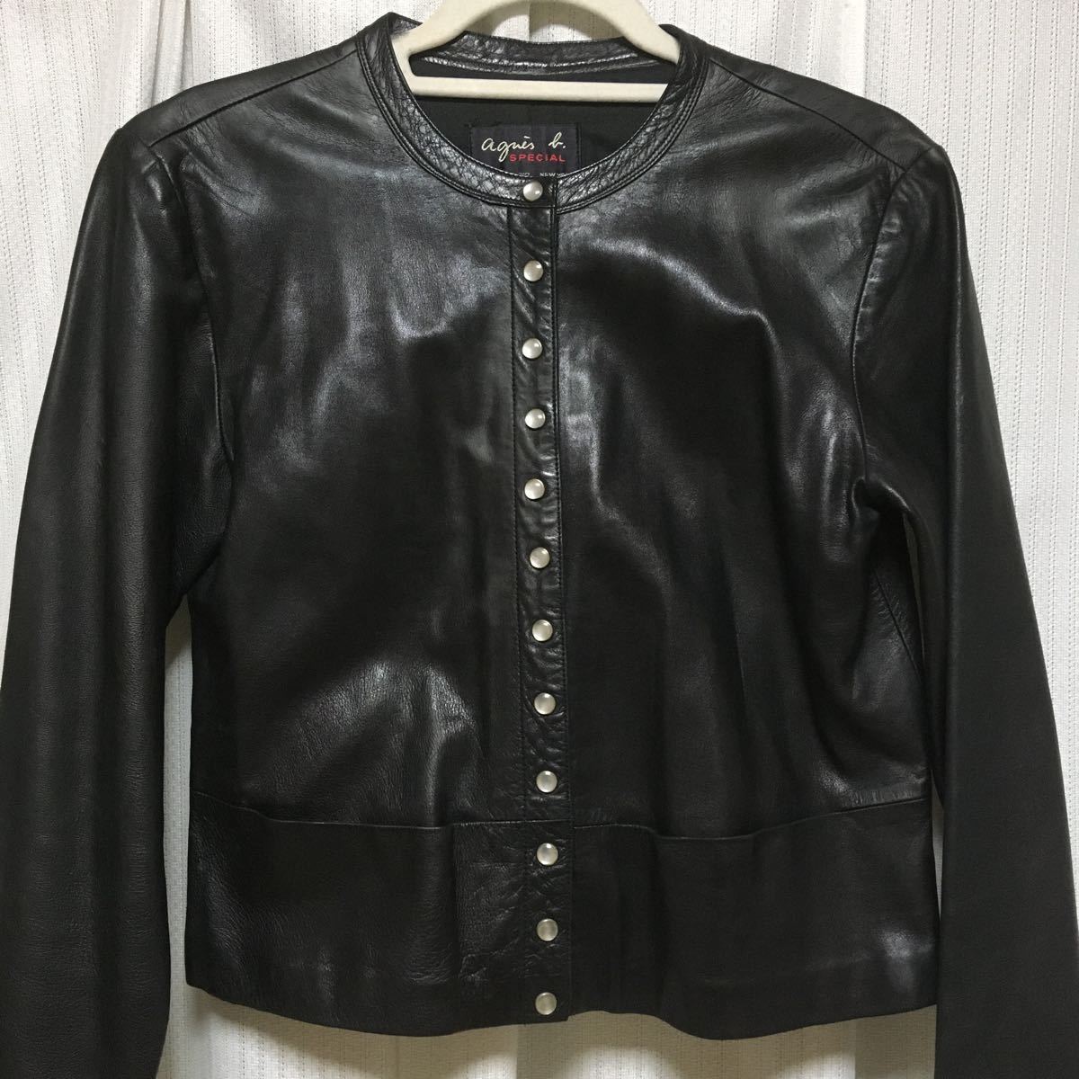 アニエスベー レザー プレッション サイズ1 中古品 レザージャケット 